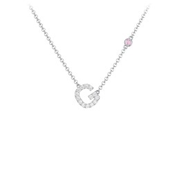 Pavé G Initial Necklace with Satellite Gemstone