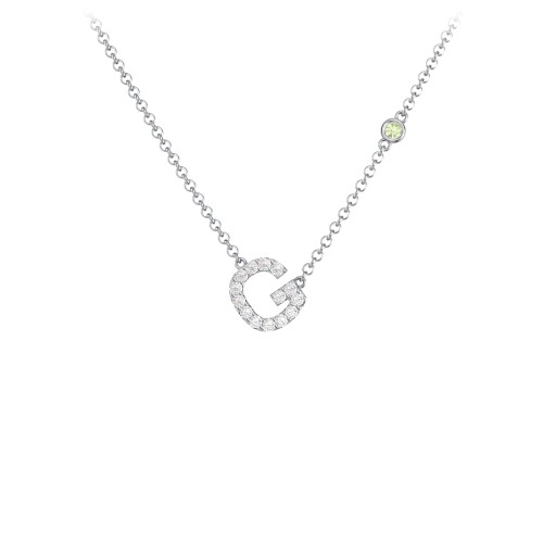 Pavé G Initial Necklace with Satellite Gemstone