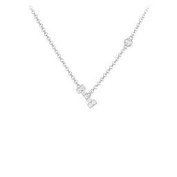 Pavé I Initial Necklace with Satellite Gemstone in 925 Sterling Silver with White Premium Zirconia and Aquamarine