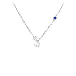 Pavé J Initial Necklace with Satellite Gemstone