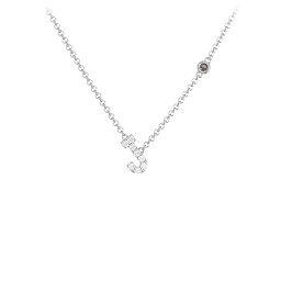 Pavé J Initial Necklace with Satellite Gemstone in 925 Sterling Silver with White Premium Zirconia and Smokey Quartz