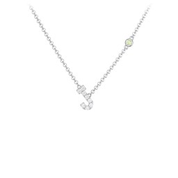 Pavé J Initial Necklace with Satellite Gemstone in 925 Sterling Silver with White Premium Zirconia and Peridot