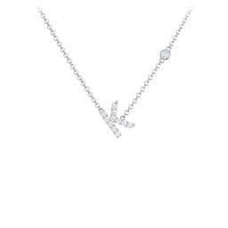 Pavé K Initial Necklace with Satellite Gemstone in 925 Sterling Silver with White Premium Zirconia and Aquamarine