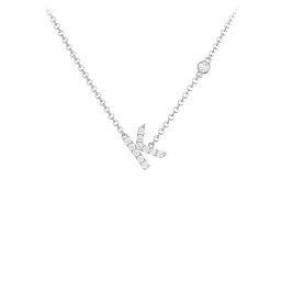 Pavé K Initial Necklace with Satellite Gemstone in 925 Sterling Silver with White Premium Zirconia and Cubic Zirconia