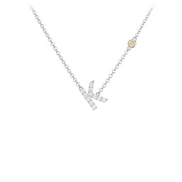 Pavé K Initial Necklace with Satellite Gemstone in 925 Sterling Silver with White Premium Zirconia and Citrine