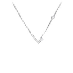 Pavé L Initial Necklace with Satellite Gemstone