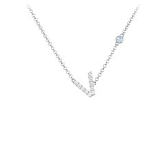 Pavé V Initial Necklace with Satellite Gemstone