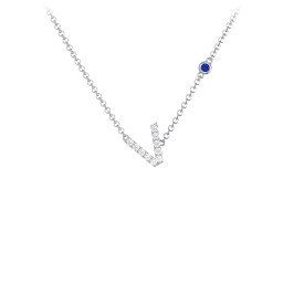 Pavé V Initial Necklace with Satellite Gemstone