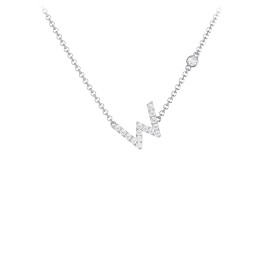 Pavé W Initial Necklace with Satellite Gemstone