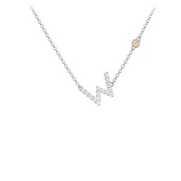 Pavé W Initial Necklace with Satellite Gemstone