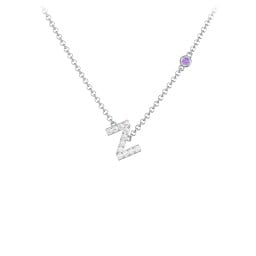 Pavé Z Initial Necklace with Satellite Gemstone