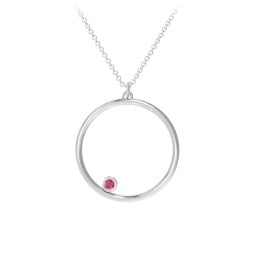 Open Circle Necklace with 1 Birthstone