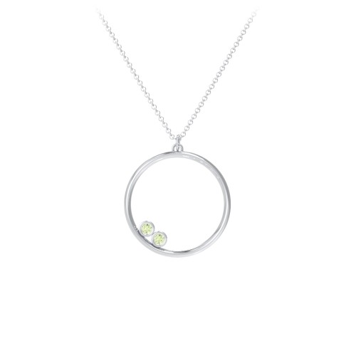 Open Circle Necklace with 2 Birthstones
