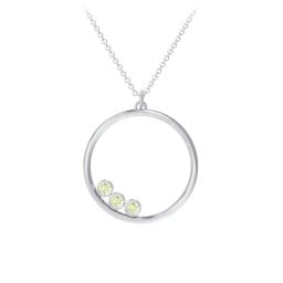Open Circle Necklace with 3 Birthstones