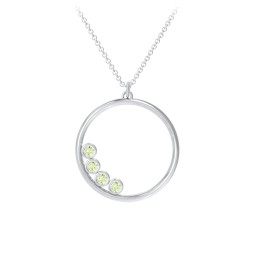 Open Circle Necklace with 4 Birthstones in 925 Sterling Silver with Peridot