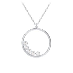 Open Circle Necklace with 5 Birthstones in 925 Sterling Silver with Cubic Zirconia