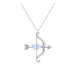 Cupid's Arrow Necklace in 925 Sterling Silver with Aquamarine