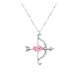 Cupid's Arrow Necklace in 925 Sterling Silver with Pink Tourmaline