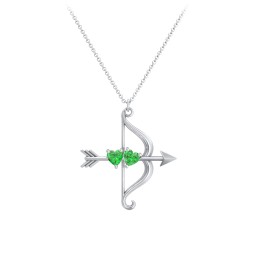 Cupid's Arrow Necklace in 925 Sterling Silver with Emerald
