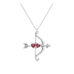 Cupid's Arrow Necklace in 925 Sterling Silver with Ruby