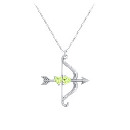 Cupid's Arrow Necklace in 925 Sterling Silver with Peridot