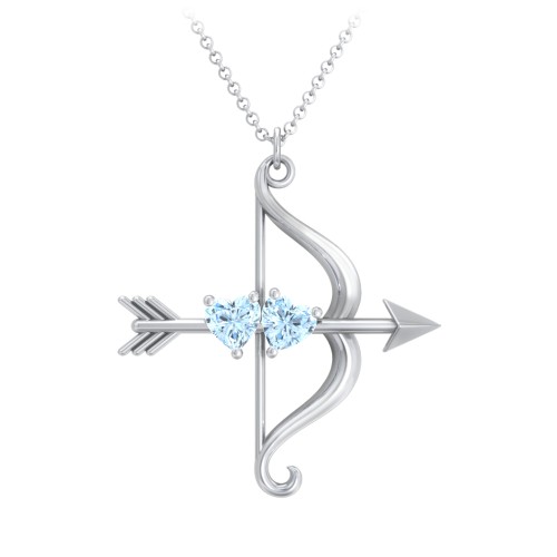Cupid's Arrow Necklace – Sterling Silver with Aquamarine
