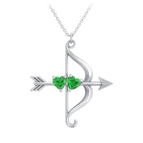 Cupid's Arrow Necklace – Sterling Silver with Emerald