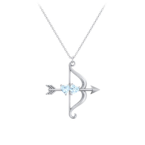 Cupid's Arrow Necklace – Sterling Silver with Aquamarine
