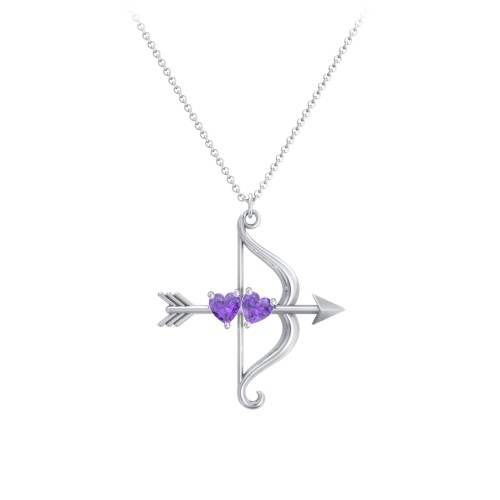 Cupid's Arrow Necklace – Sterling Silver with Amethyst