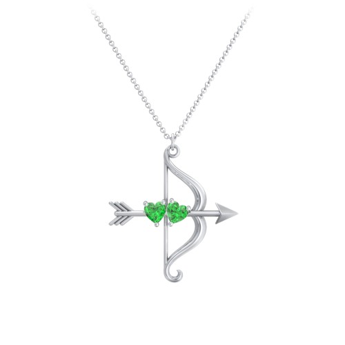 Cupid's Arrow Necklace – Sterling Silver with Emerald