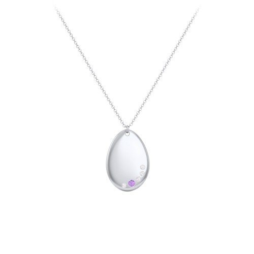 Engravable Oval Pebble Necklace with Accents
