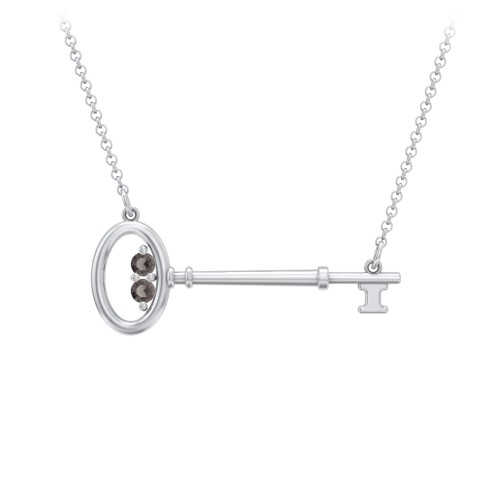 Horizontal Key Necklace with Gemstones