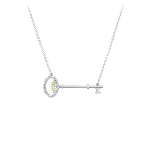 Horizontal Key Necklace with Gemstones