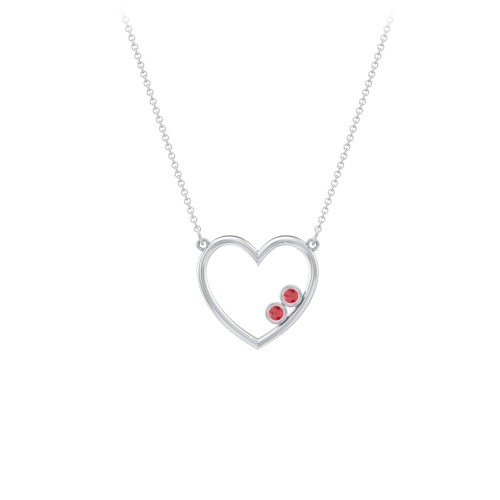 Open Heart Necklace with 1-3 Birthstones