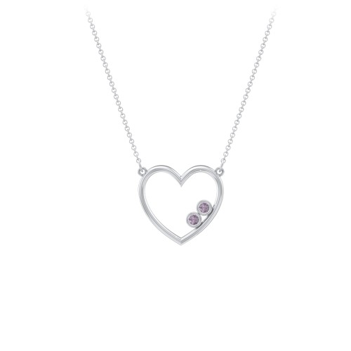 Open Heart Necklace with 1-3 Birthstones