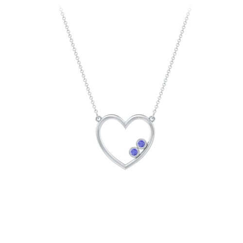 Open Heart Necklace with 1-3 Birthstones