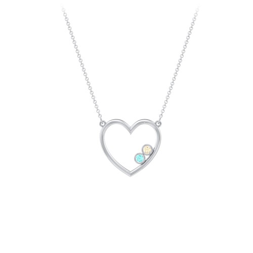 Open Heart Necklace with 1-3 Birthstones