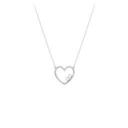 Open Heart Necklace with 1-3 Birthstones in 925 Sterling Silver with Cubic Zirconia and Pink Tourmaline