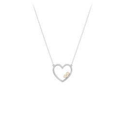 Open Heart Necklace with 1-3 Birthstones in 925 Sterling Silver with Citrine and Pink Tourmaline