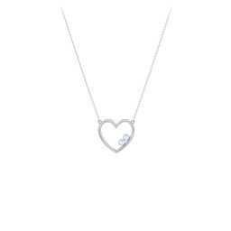 Open Heart Necklace with 1-3 Birthstones in 925 Sterling Silver with Blue Topaz and Pink Tourmaline