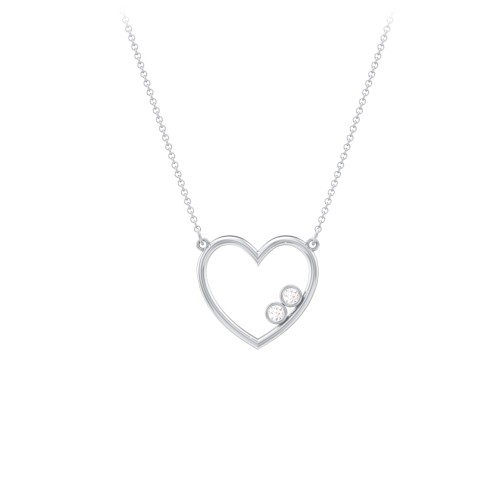 Open Heart Necklace with 1-3 Birthstones – Sterling Silver with Diamond