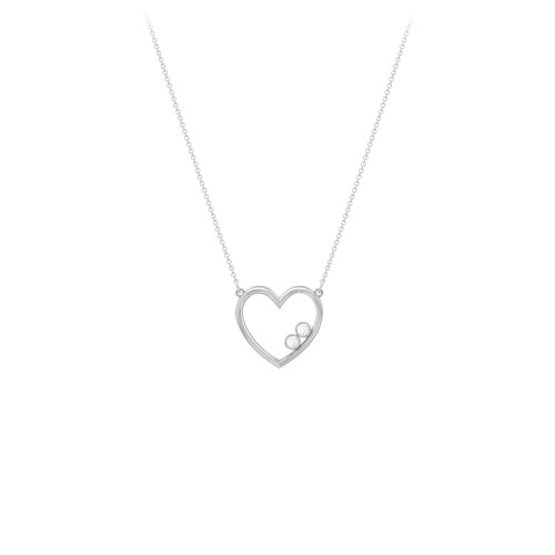 Open Heart Necklace with 1-3 Birthstones – Sterling Silver with Diamond