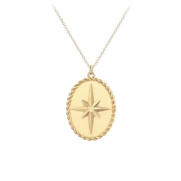 Engravable North Star Medallion Necklace with Accent Stone