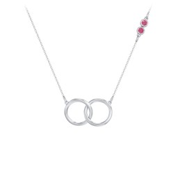 Interlocking Rings Pendant with Bezel Set Gemstones in 925 Sterling Silver with Ruby