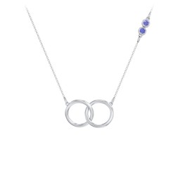 Interlocking Rings Pendant with Bezel Set Gemstones in 925 Sterling Silver with Blue Sapphire