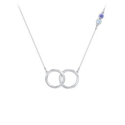 Interlocking Rings Pendant with Bezel Set Gemstones in 925 Sterling Silver with Blue Sapphire and Blue Topaz