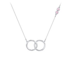 Interlocking Rings Pendant with Bezel Set Gemstones in 925 Sterling Silver with Pink Tourmaline