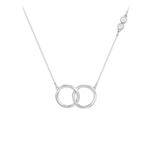 Interlocking Rings Pendant with Bezel Set Gemstones – Sterling Silver with Cubic Zirconia