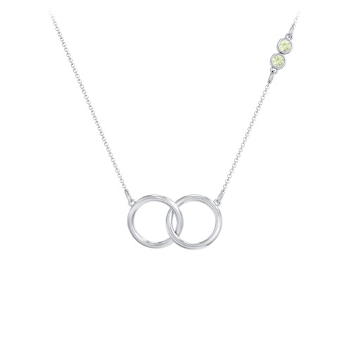 Interlocking Rings Pendant with Bezel Set Gemstones – Sterling Silver with Peridot