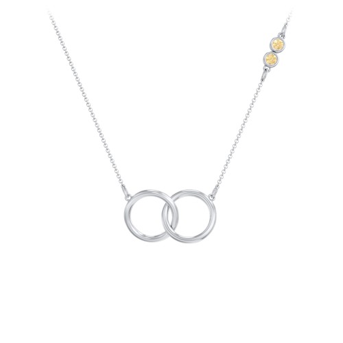 Interlocking Rings Pendant with Bezel Set Gemstones – Sterling Silver with Citrine